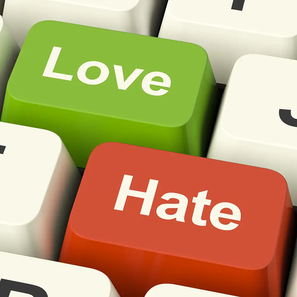 love and hate keys on a keyboard