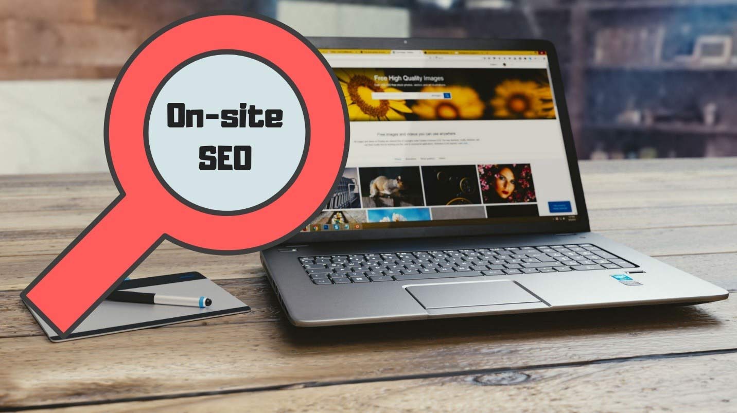 Photo showing a laptop with on-site SEO services implemented