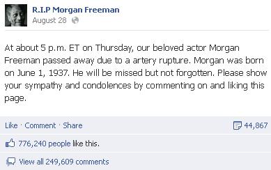 R.I.P morgan freeman facebook page