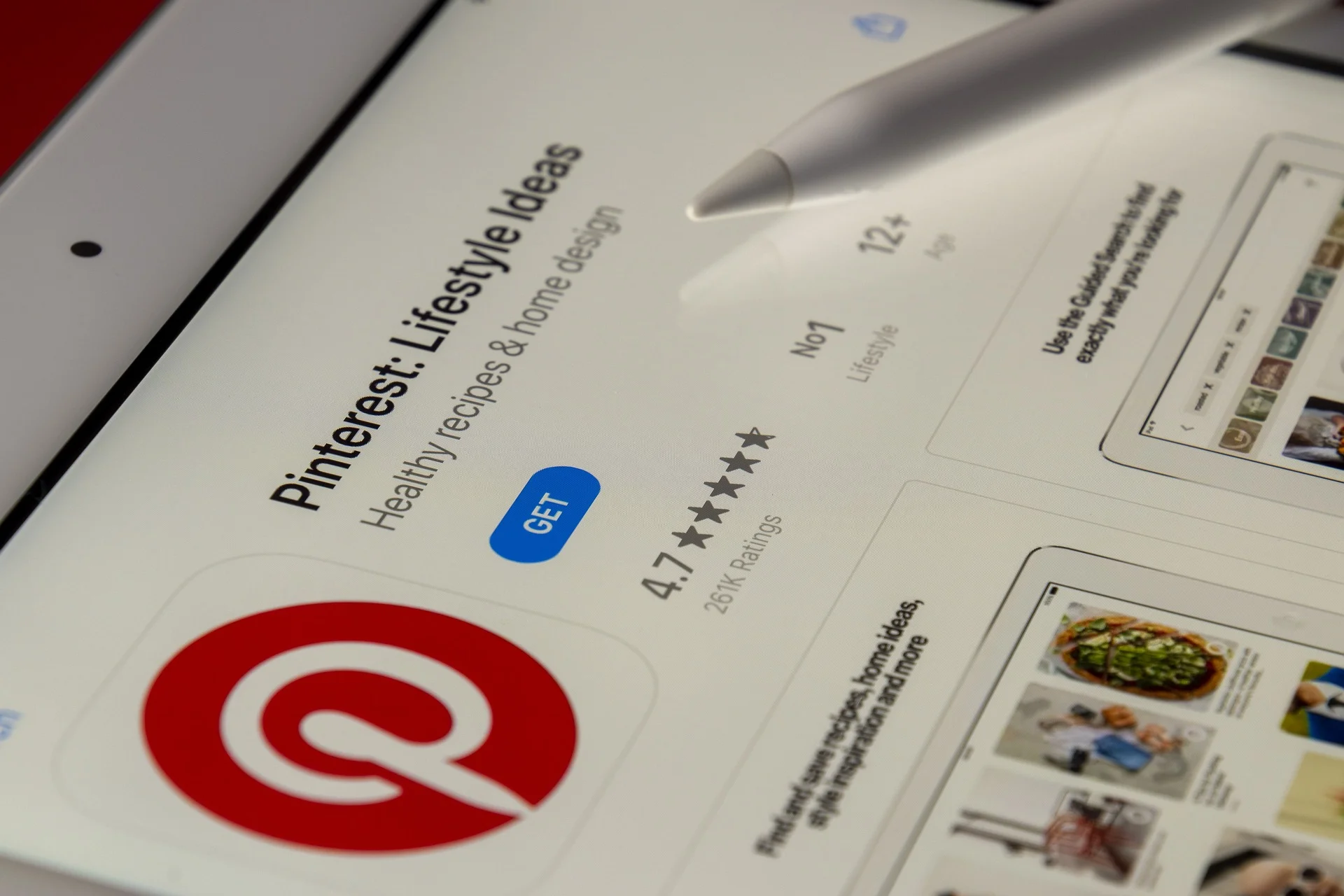 How to market using Pinterest: A screenshot of the Pinterest app on a tablet.