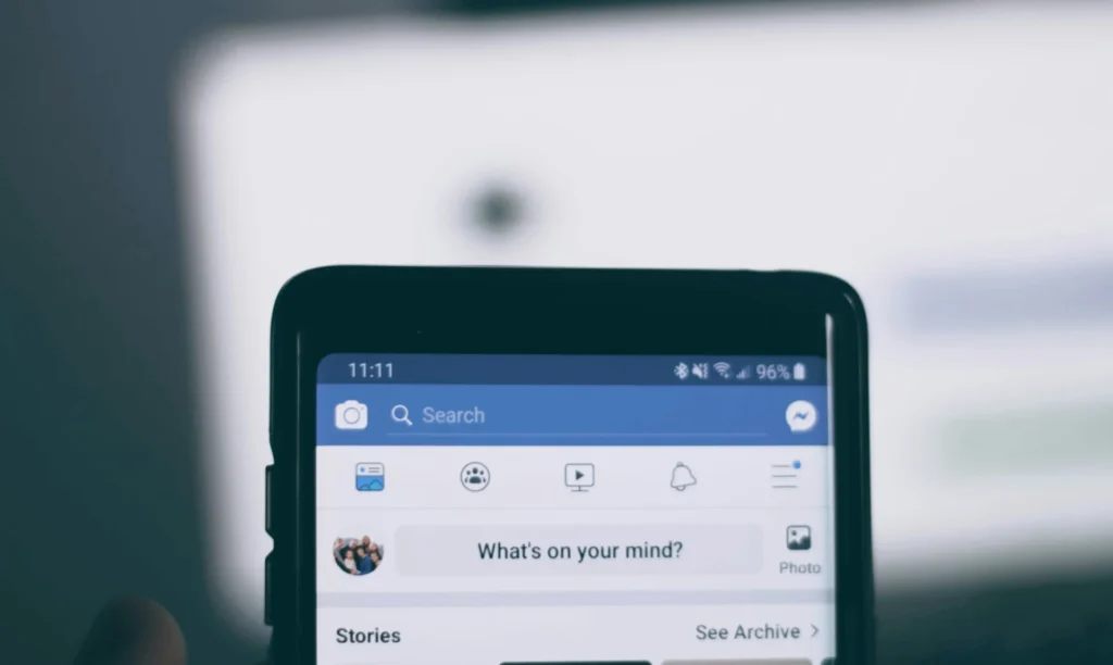 Smartphone screen displaying the Facebook app interface, demonstrating how to start utilizing Facebook for business.